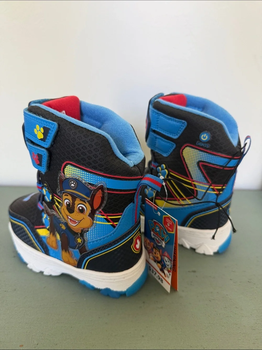 Toddler Winter Snow Boots Light Up Boys Blue Paw Patrol Chase Marshall Size 8